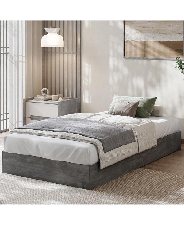 gaomon Platform Bed Frame with Wooden Slats, Floor-Standing Design, No Box Spring Needed - Black