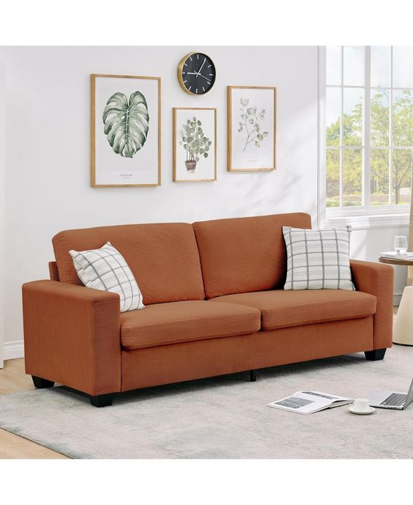 gaomon 83" Sofa, Corduroy 3 Seater Deep Seat Couch with Wide Armrest, Removable Washable Cushion Cover, Comfy Sofa for Living Room Bedroom Apartment -