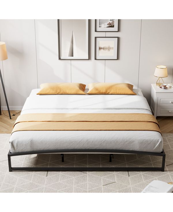homfan 10-Inch Platform Bed Frame with Arched Design, Low Profile, Noise-Reducing Frame, No Box Spring Needed - Black