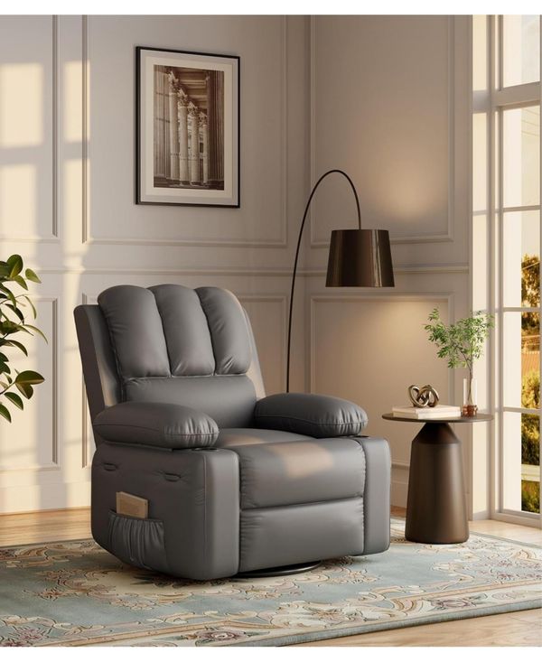 gaomon Oversized Recliner Chairs with Heat and Massage - 360degree(s) Swivel Lazy Sofa for Adults- Manual Chair Recliner with Cup Holder for Living Ro