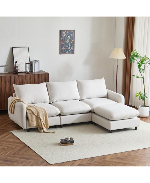 Streamdale Furniture Modular Sectional Sofa with Solid Wood Frame & Free Combination - White
