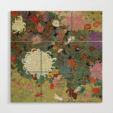 Vivid type flower Japanese painting Wood Wall Art