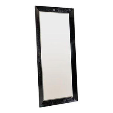 AandX Regal Modern Crocodile Floor Mirror, Black