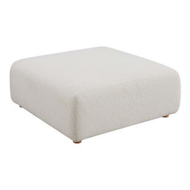Hangove Upholstered Boucle Ottoman, Cream Boucle