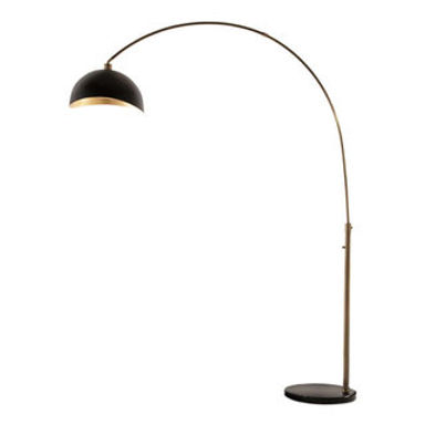 Luna Bella Arc Floor Lamp - 92", Weathered Brass, Dimmer Switch, Marble Base, Weathered Brass