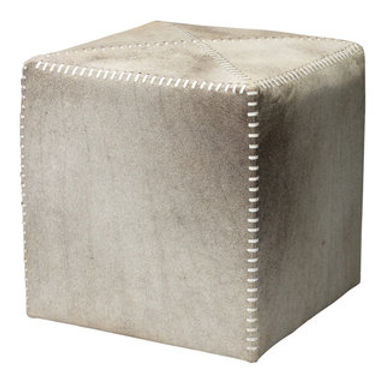 Grey Hide Ottoman, Small