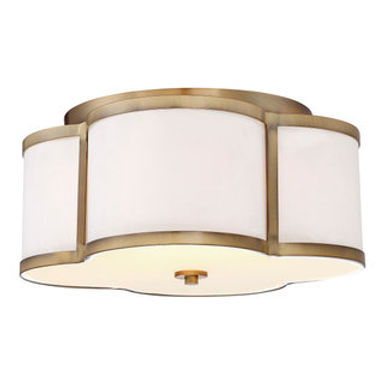 Trade Winds Quatrefoil Flush Mount Ceiling Light in Natural Brass