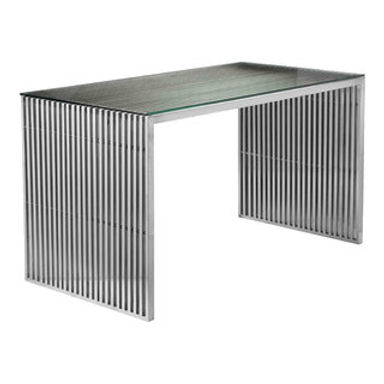 Lux 59" Desk, Silver Brushed Metal