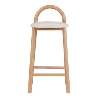 Meridian Furniture Calvin Vegan Leather Stool, Cream, Natural Finish