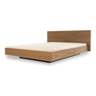 Float Queen Bed With Mattress Support, Walnut