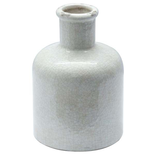 Neutral Crackle Ceramic Vase, 7.5", White, sold by At Home