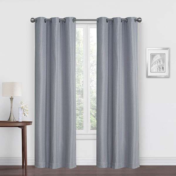 Silver Blackout Curtain 63In At Home, Grey, Polyester