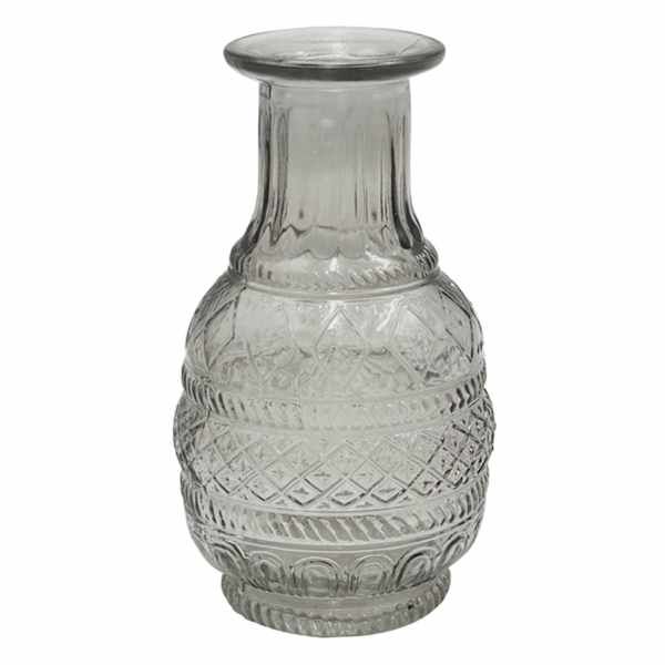 Grey Embossed Bud Glass Vase, 5", sold by At Home