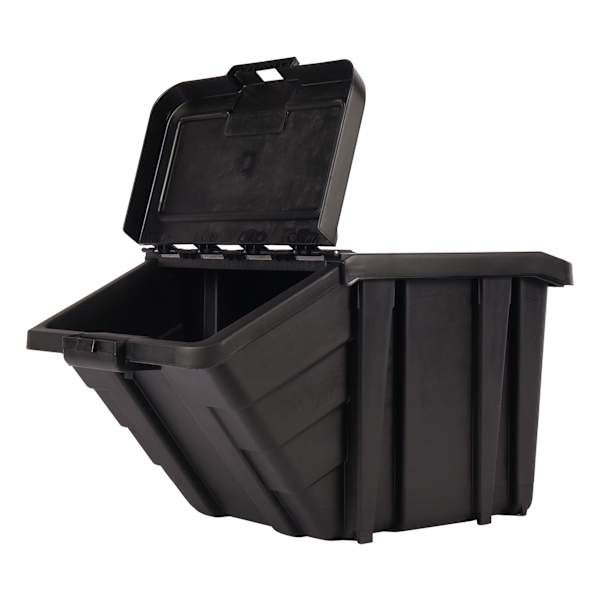 Black Heavy Duty Flip Top Stackable Tote, Plastic, sold by At Home