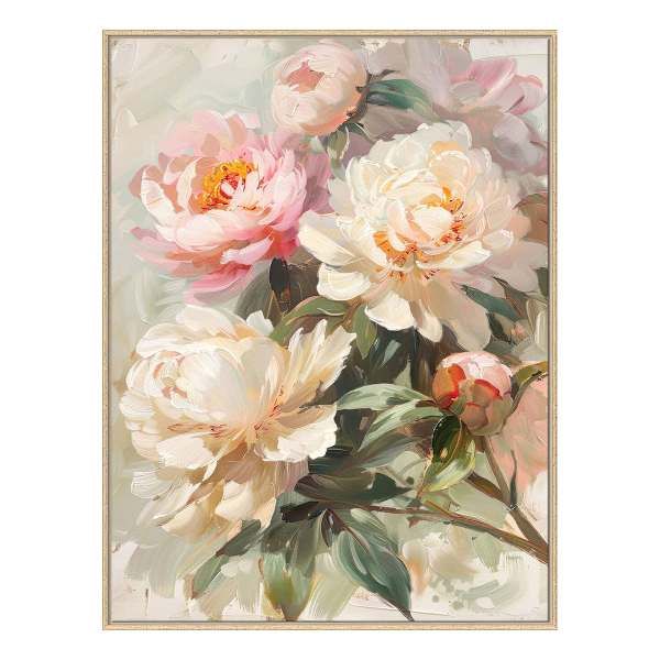 Framed Floral Canvas Wall Art, Pink