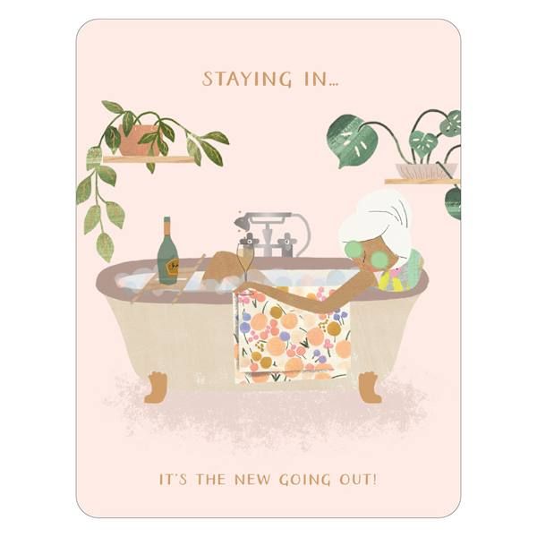 Staying In Birthday Card, 4.3", Pink, Paper, sold by At Home
