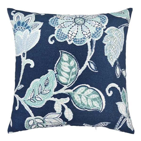 Positano Navy Square Outdoor Throw Pillow, 16", Blue, Polyester, sold by At Home