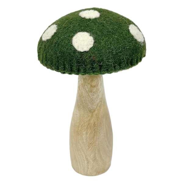 Green Wooden & Felt Mushroom, 8", sold by At Home