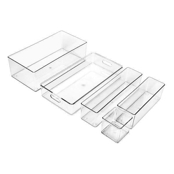 Real Simple 5-Piece Clear Cosmetic Storage Bins, Large, Plastic, sold by At Home