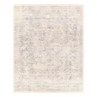 (D487) Roma Ivory & Grey Medallion Area Rug, 8x10