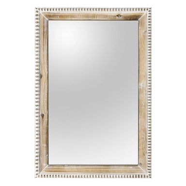 Beaded Wood Framed Rectangle Wall Mirror, 20x30