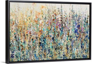 Thicket Wildflowers Stretched Canvas, Black Floating Frame