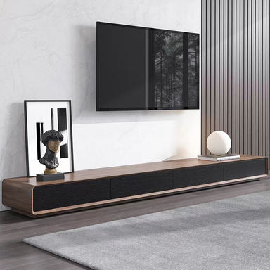 95&quot; Modern Wood Black TV Stand,Rectangular Media Console with 4 Drawers, Fully-Assembled, Perfect for 85-inch TVs