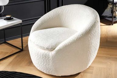 Drehbarer Sessel ALPINE weiß Bouclé | Riess-Ambiente.de