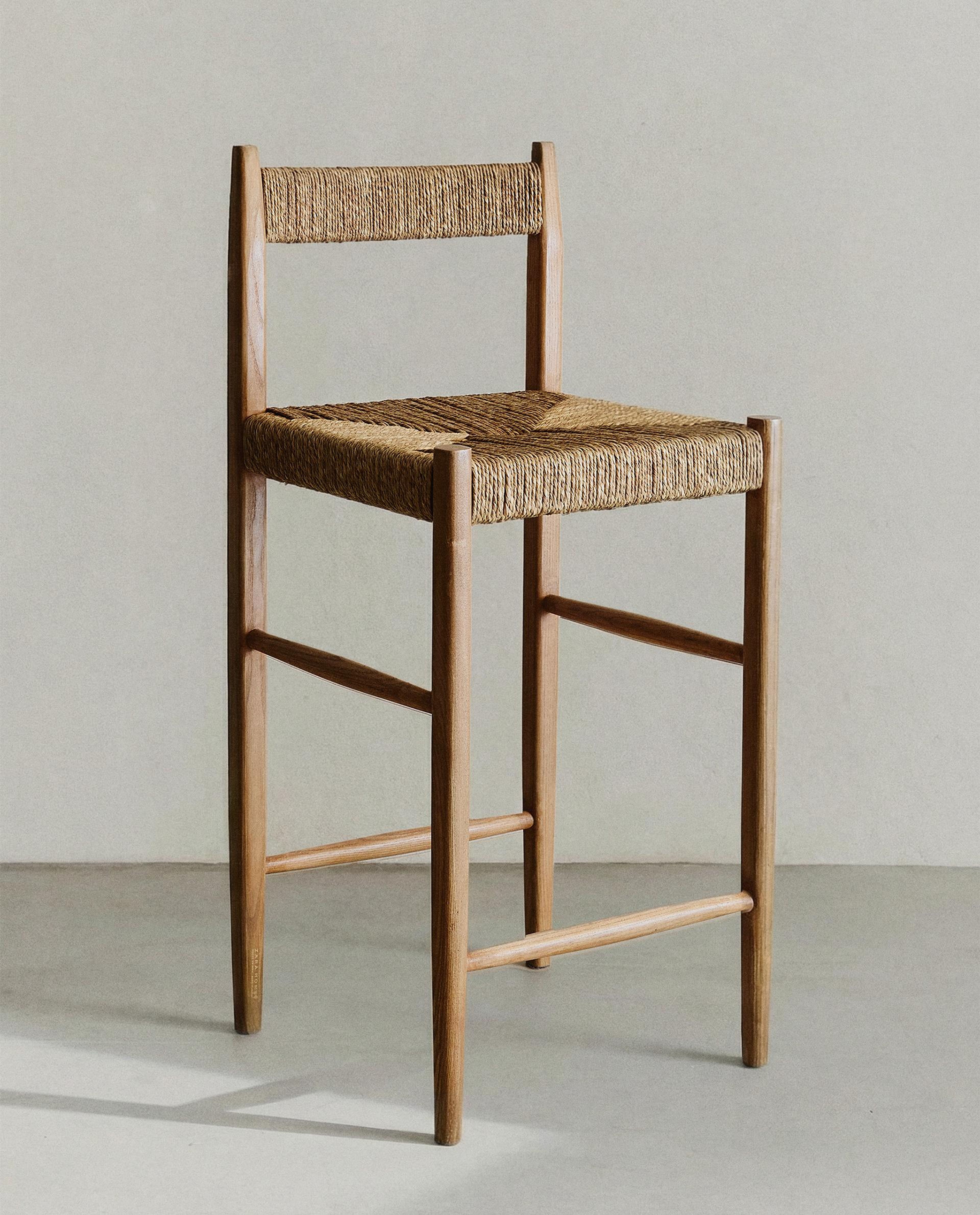 Ash Bar Stool with Plaited Seagrass Base - Durable & Stylish