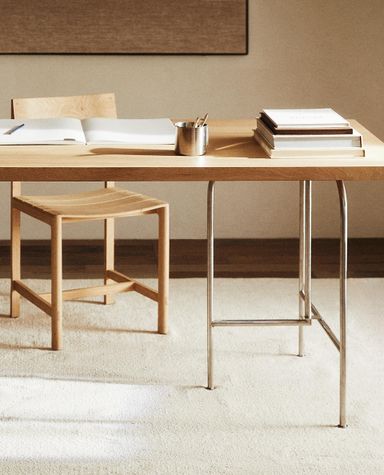 WOOD AND METAL OFFICE DESK