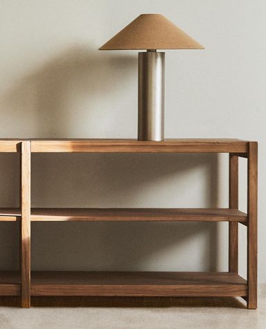 LONG WOODEN SHELVING UNIT