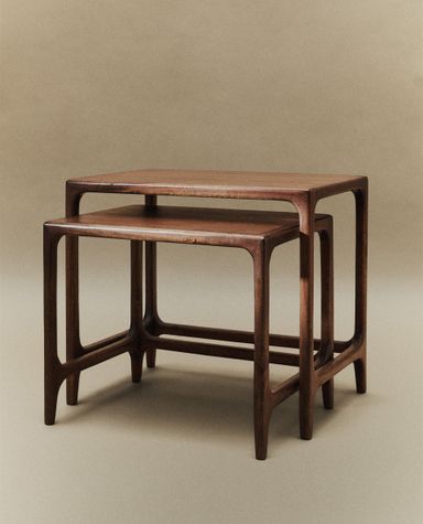 HOUTEN BIJZETTAFELS (SET VAN 2)