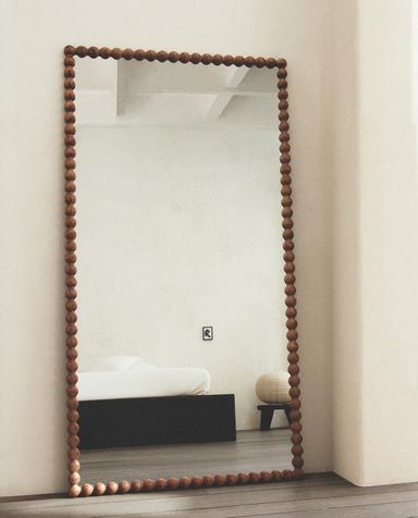 LARGE RECTANGULAR FULL LENGTH MIRROR WITH WOODEN FRAME