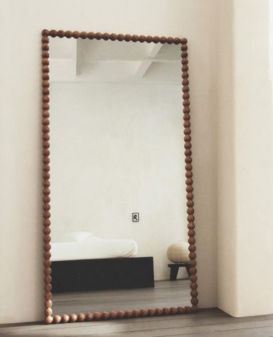LARGE RECTANGULAR FULL LENGTH MIRROR WITH WOODEN FRAME