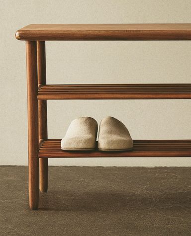 ACACIA WOOD SHOE BENCH