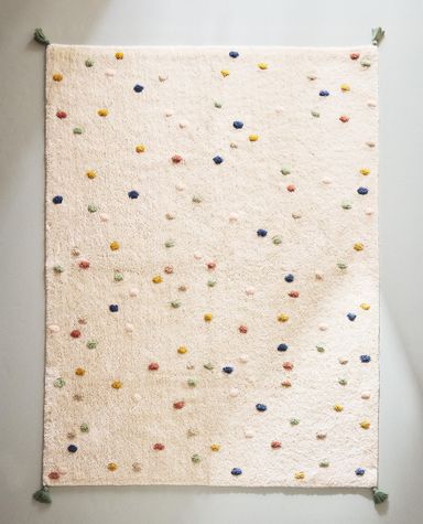 CHILDREN’S MULTICOLORED POLKA DOT COTTON AREA RUG