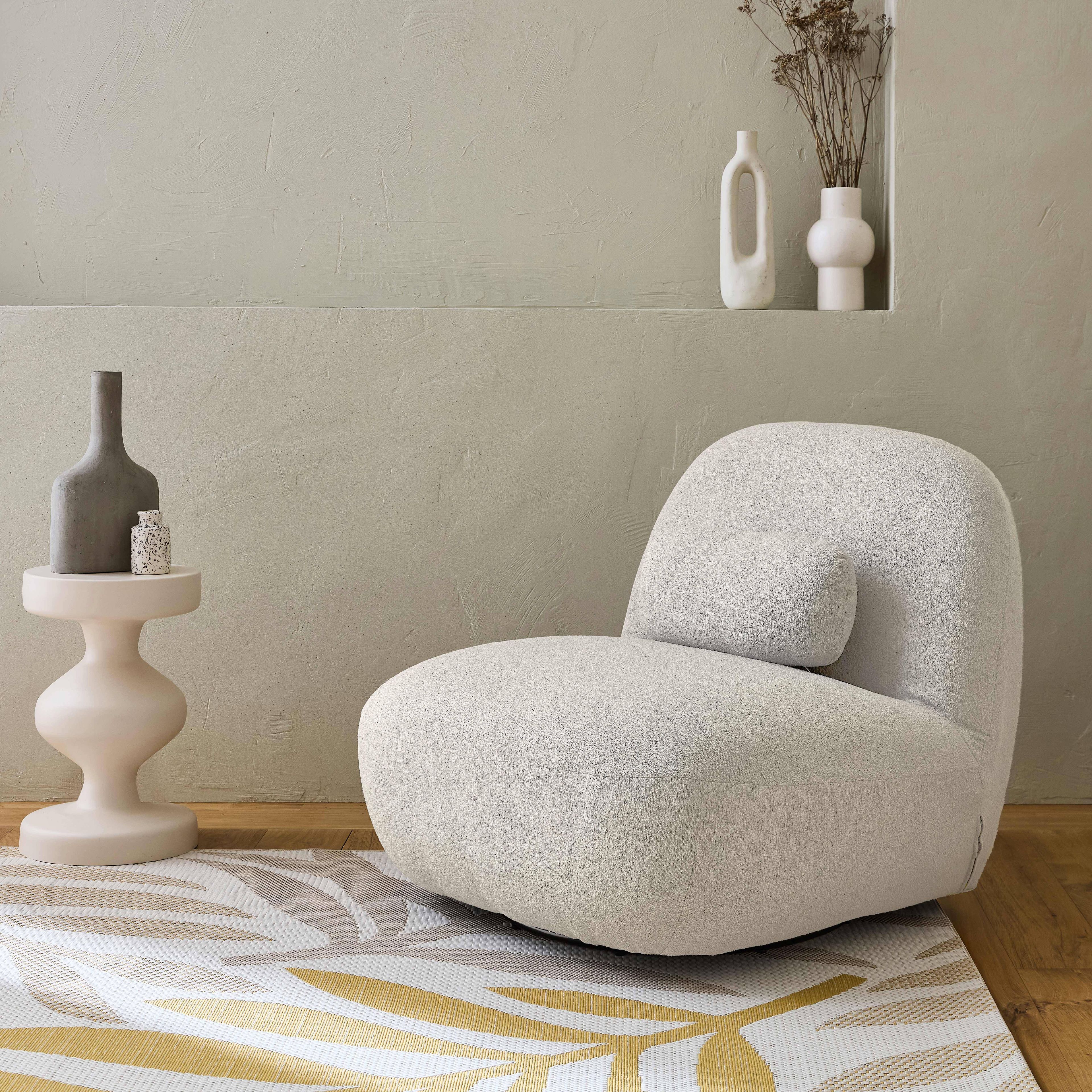 360° Draaibare Fauteuil Crèmewit Bouclé Metaal Spino