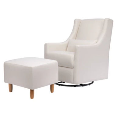 Babyletto Toco Swivel Glider and Ottoman - Performance Cream Eco-Weave