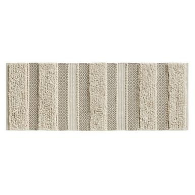 Ink+Ivy, JLA Home 22"x58" Asher Woven Textured Striped Bath Rug Natural : Microfiber, Machine Washable, Non-Slip Backing