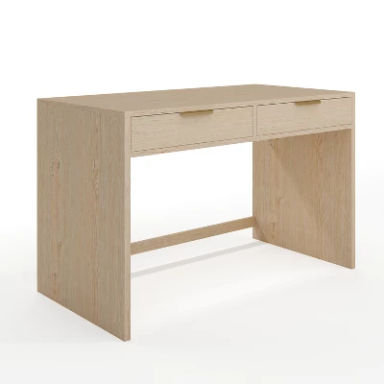 Martha Stewart Kayden Home Office Modular 2 Drawer Desk in Light Natural with Brushed Gold Hardware
