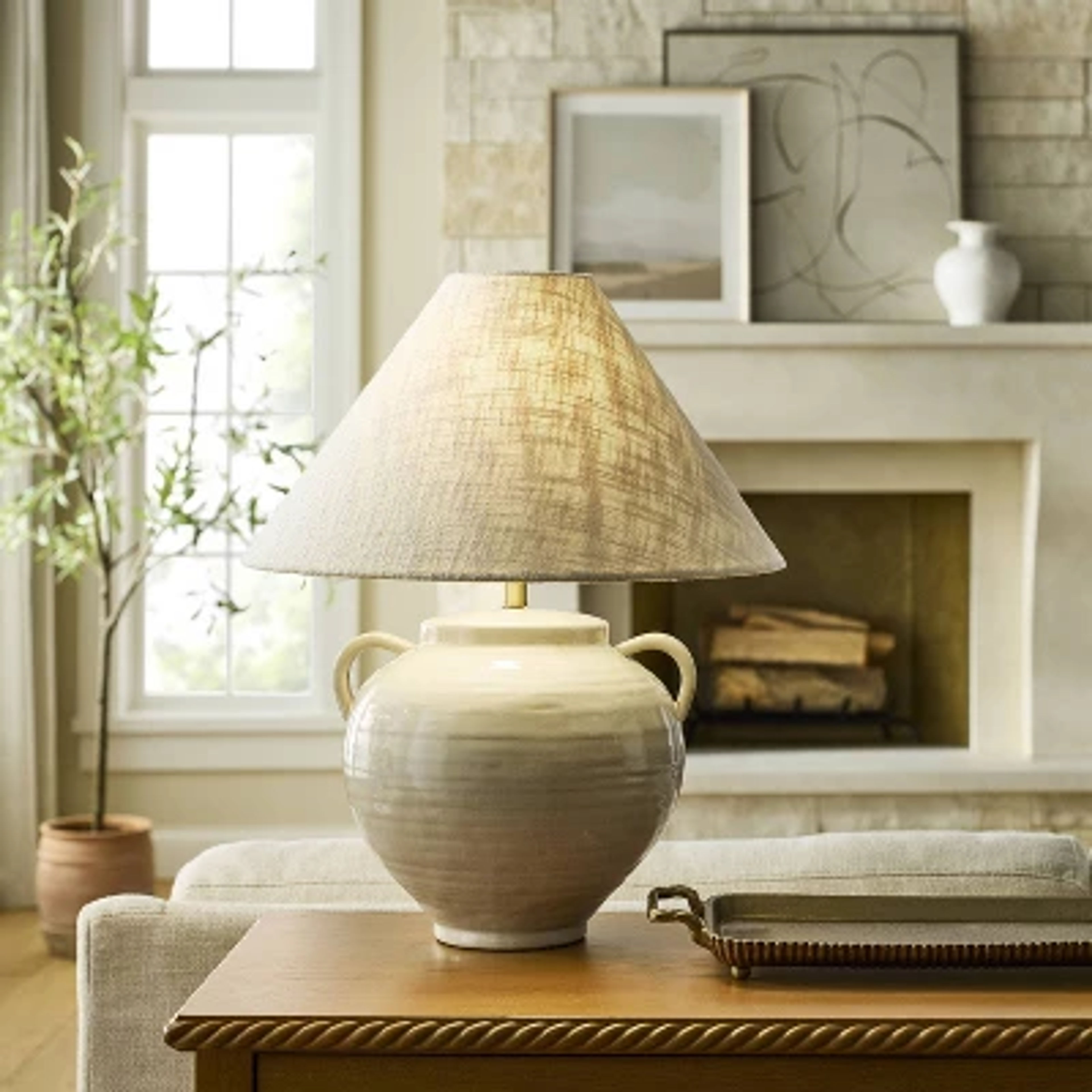 Cream Ceramic Table Lamp with Handles - Threshold™