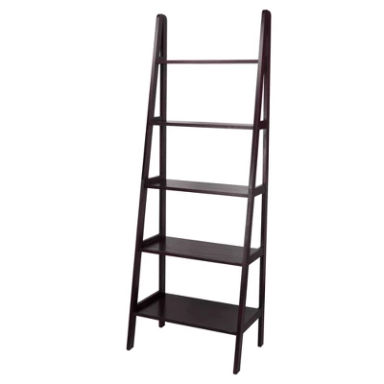 Flora Home 72" 5 Shelf Ladder Bookcase Espresso: Modern Style, Wood Frame, Fixed Shelves