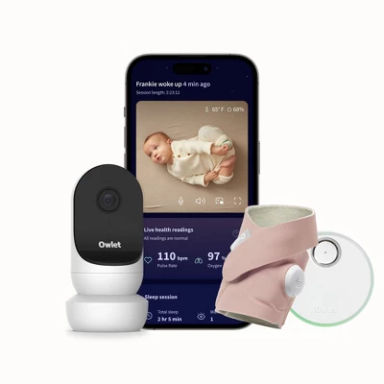 Owlet Dream Duo 2 Smart Baby Monitor - Includes FDA-Cleared Dream Sock & HD Video Wifi Camera - Dusty Rose