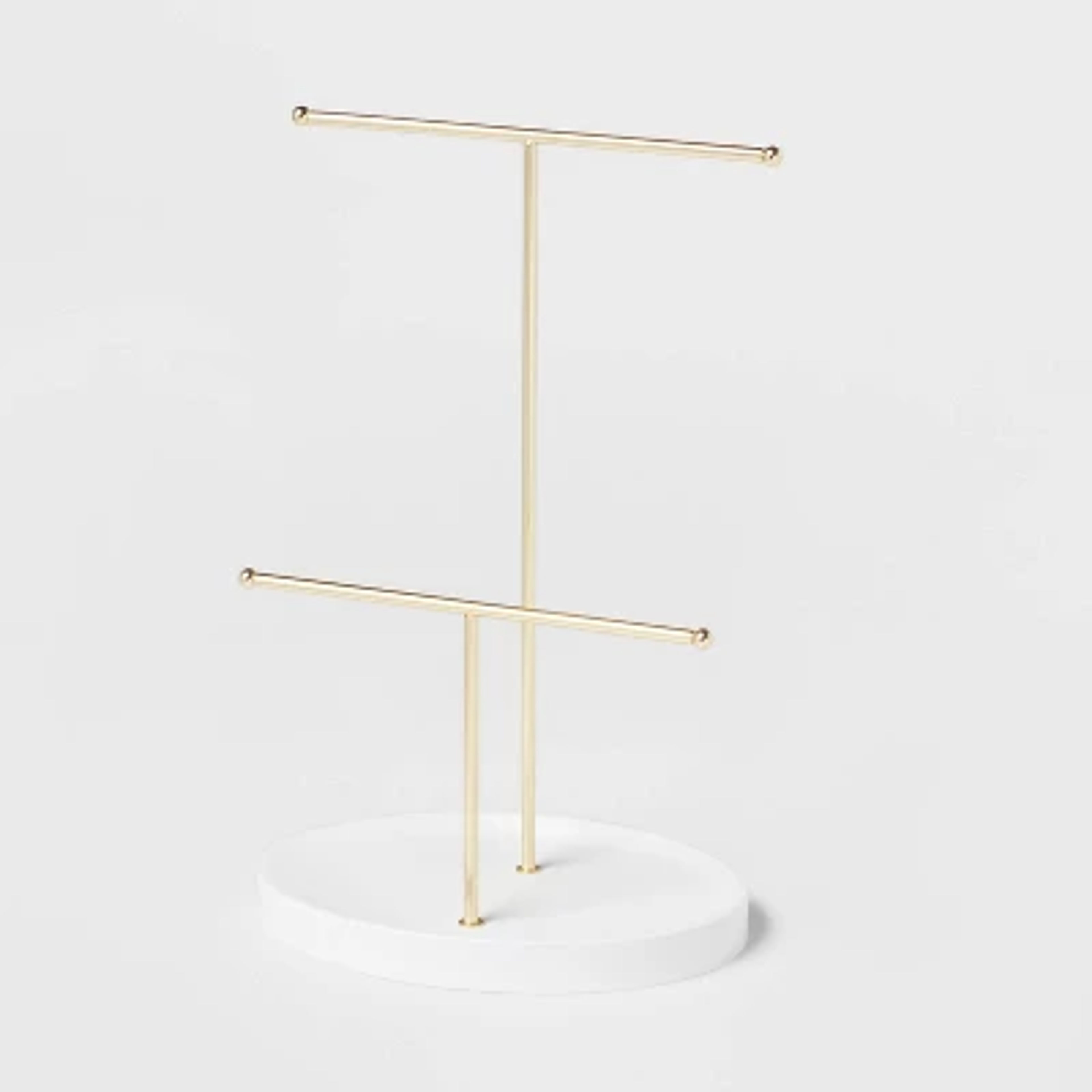 Brightroom Brass Two-Bar Jewelry Organizer - Gold Iron Bathroom Holder 11x7"