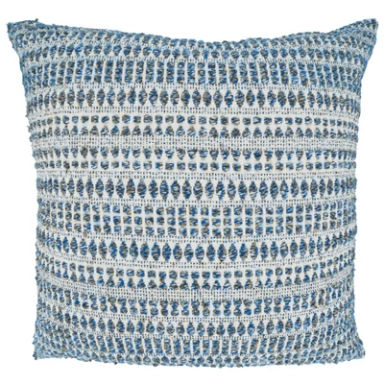 Saro Lifestyle Woven Line Throw Pillow With Down Filling, Blue, 22" x 22"