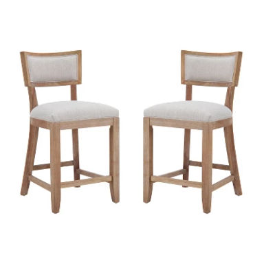 Christopher Knight Home Wina 26.5" Rubberwood Upholstered Counter Stool, Set of 2, Beige/Natural