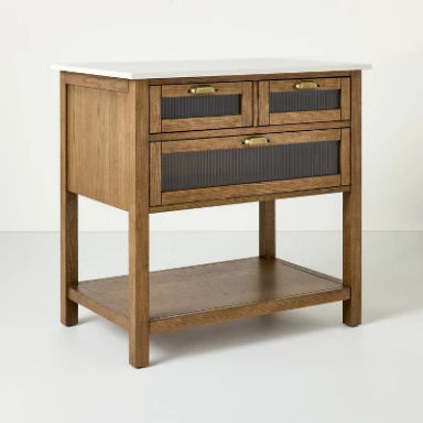 36" Reeded Glass & Wood Kitchen Island - Aged Oak - Hearth & Hand™ with Magnolia