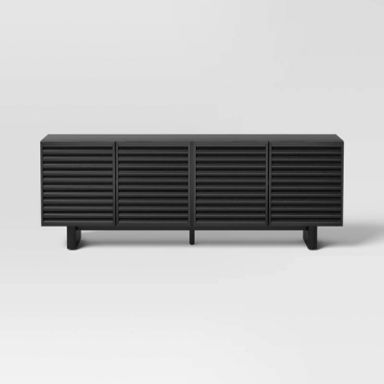 Fluted TV Stand for TVs up to 55" Black - Threshold™: Entertainment Center with Adjustable Shelves