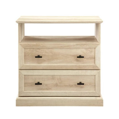 Gladys Transitional 2 Drawer Nightstand White Oak - Saracina Home: Bedroom Storage Side Table
