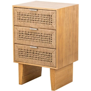 Nordlys 3-Drawer Wooden and Natural Rattan Dresser Exotic Boho Bedroom